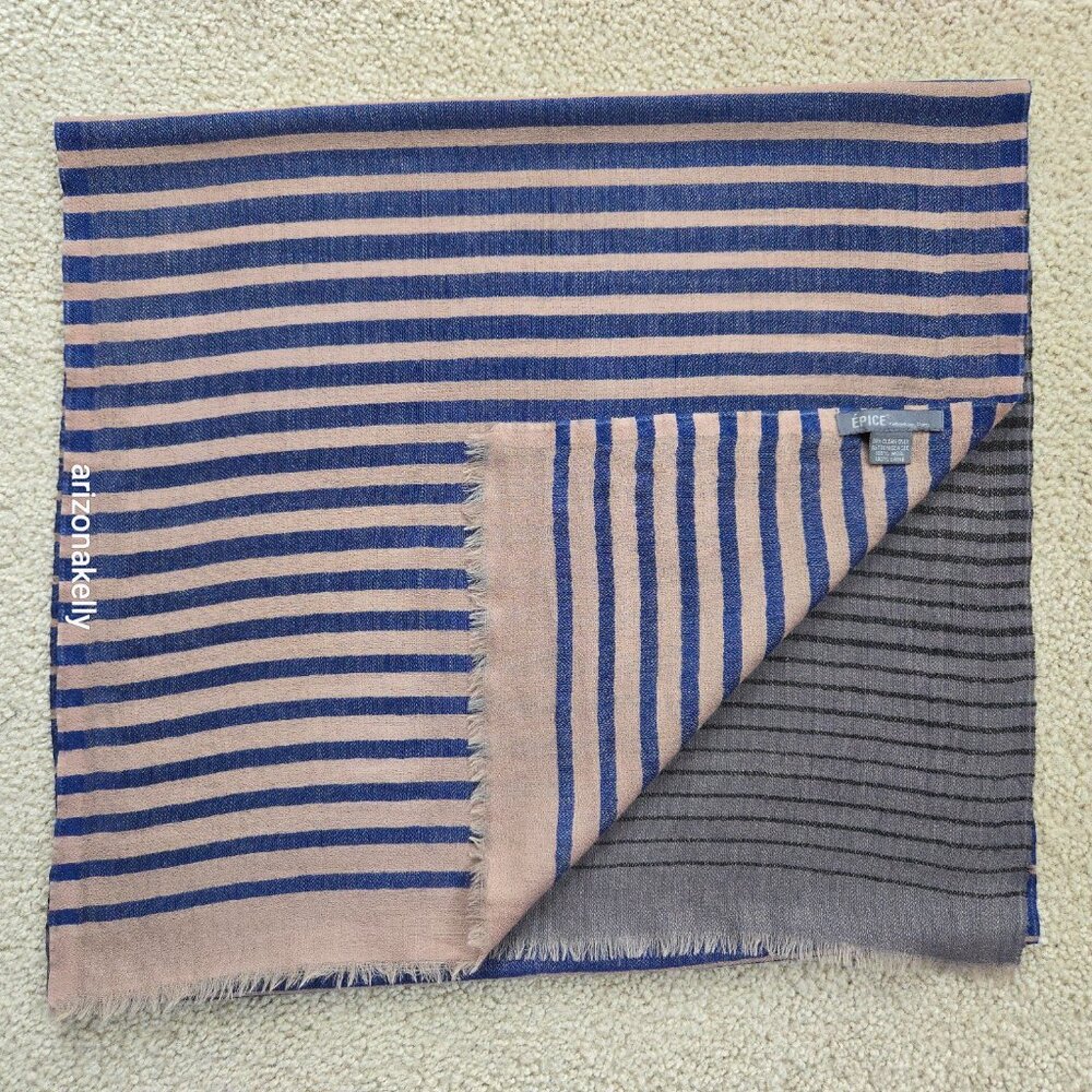 ÉPICE PARIS  Wool Striped Scarf *Tiny Repaired Hole* - Picture 11 of 11